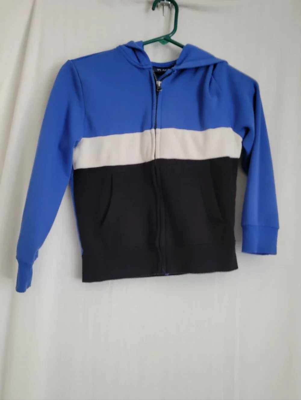 5/$25 Place Blue, Black & White Colorblock Zip Hoodie
